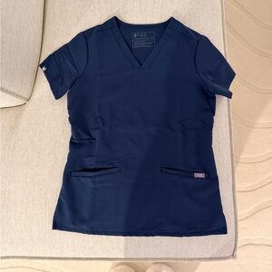 FIGS Catarina Scrub Top XXS Dark Harbor V-Neck Two Pocket  Gently Worn